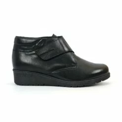 Botines Cómodos Mujer Piel Cuña Velcro Plantilla Extraíble 70244 Negro, De Tupié