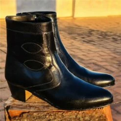 Botines Hombre Piel Tacón Cubano Piso Suela 508 Negro, De Latino -BOUTTYE Ventas botines hombre piel tacon cubano piso suela 508 negro de latino 4