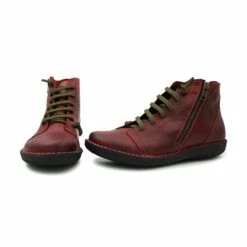 Botines Planos Mujer Piel Cordón Elastico 3012 Burdeos, De Boleta Shoes -BOUTTYE Ventas botines planos mujer piel cordon elastico 3012 burdeos de boleta shoes 3