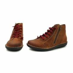 Botines Planos Mujer Piel Cordón Elastico 3012 Cuero, De Boleta Shoes -BOUTTYE Ventas botines planos mujer piel cordon elastico 3012 cuero de boleta shoes 3