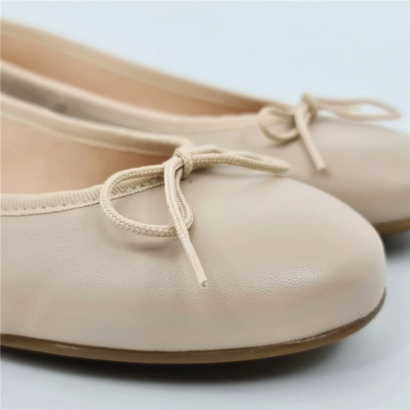 Manoletinas Planas Mujer Piel Lacito 7000 Beige, De Casual 4 Manoletinas Planas Mujer Piel Lacito 7000 Beige, De Casual - Imagen 2