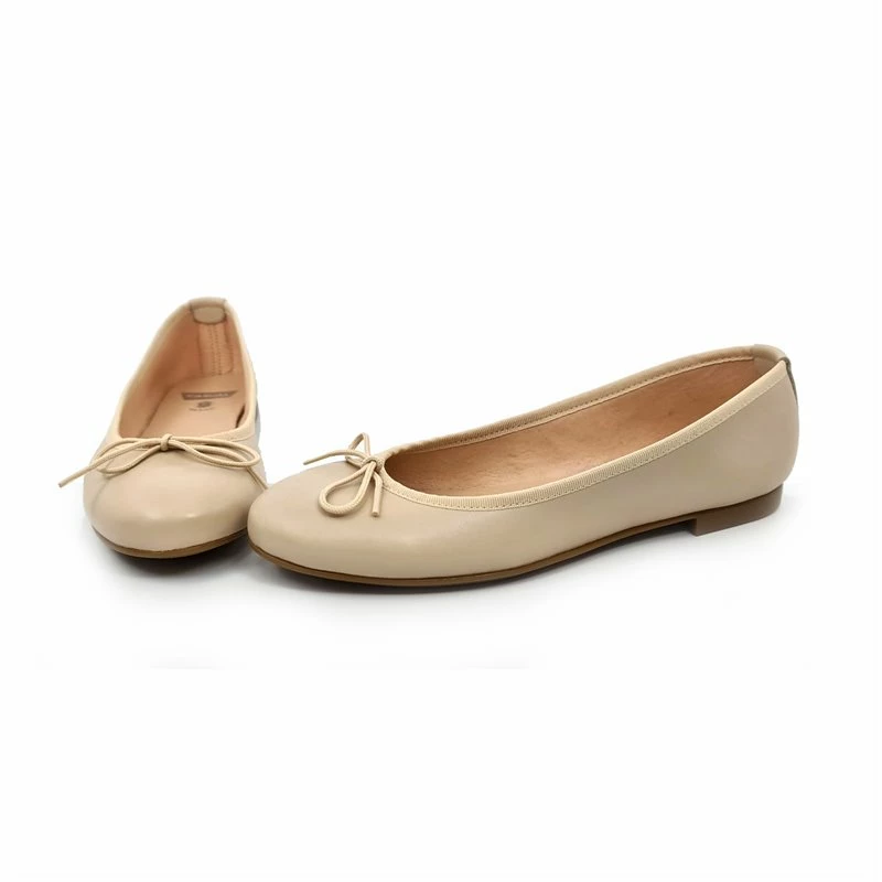 Manoletinas Planas Mujer Piel Lacito 7000 Beige, De Casual 10 Manoletinas Planas Mujer Piel Lacito 7000 Beige, De Casual - Imagen 8