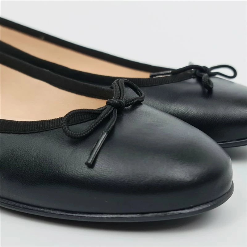 Manoletinas Planas Mujer Piel Lacito 7000 Negro, De Casual 4 Manoletinas Planas Mujer Piel Lacito 7000 Negro, De Casual - Imagen 2