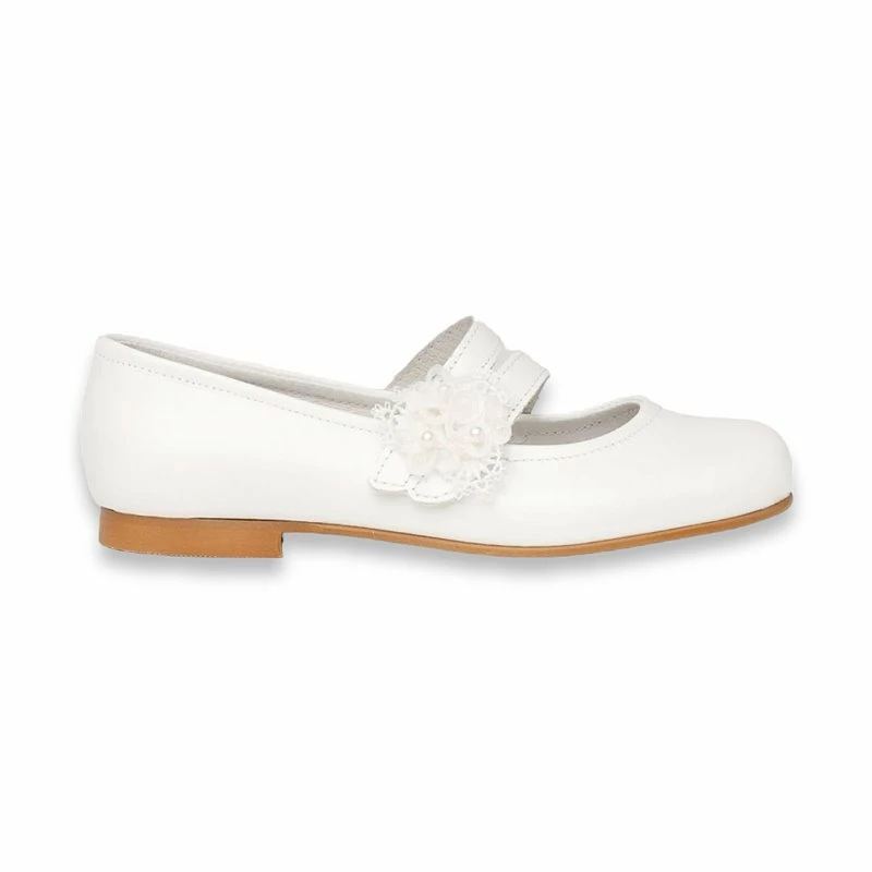 Merceditas Comunión Niña Piel Nacarada Adorno Tul Y Perlas Velcro 991 Blanco, De Angelitos 3 Merceditas Comunión Niña Piel Nacarada Adorno Tul Y Perlas Velcro 991 Blanco, De Angelitos