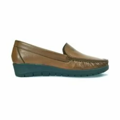 Mocasines Mujer Piel Blanda Cuña 1701 Marrón, De Casual