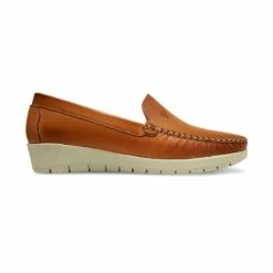 Mocasines Mujer Piel Blanda Cuña 1709CA Cuero, De Casual