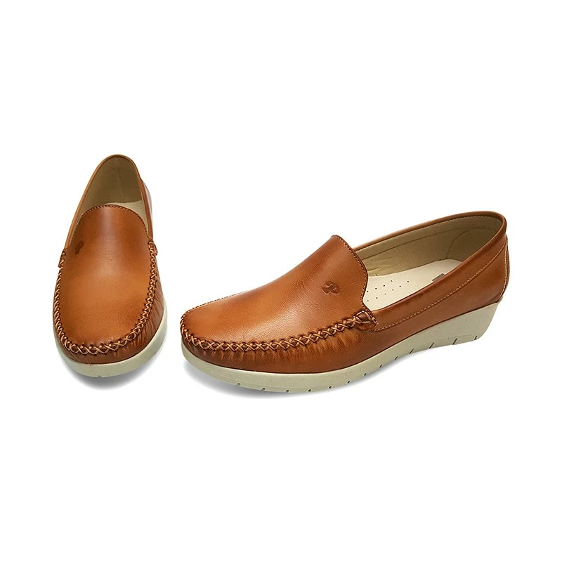 Mocasines Mujer Piel Blanda Cuña 1709CA Cuero, De Casual 6 Mocasines Mujer Piel Blanda Cuña 1709CA Cuero, De Casual - Imagen 4