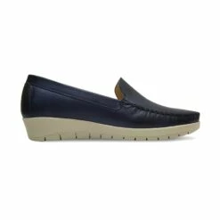 Mocasines Mujer Piel Blanda Cuña 1709CA Marino, De Casual