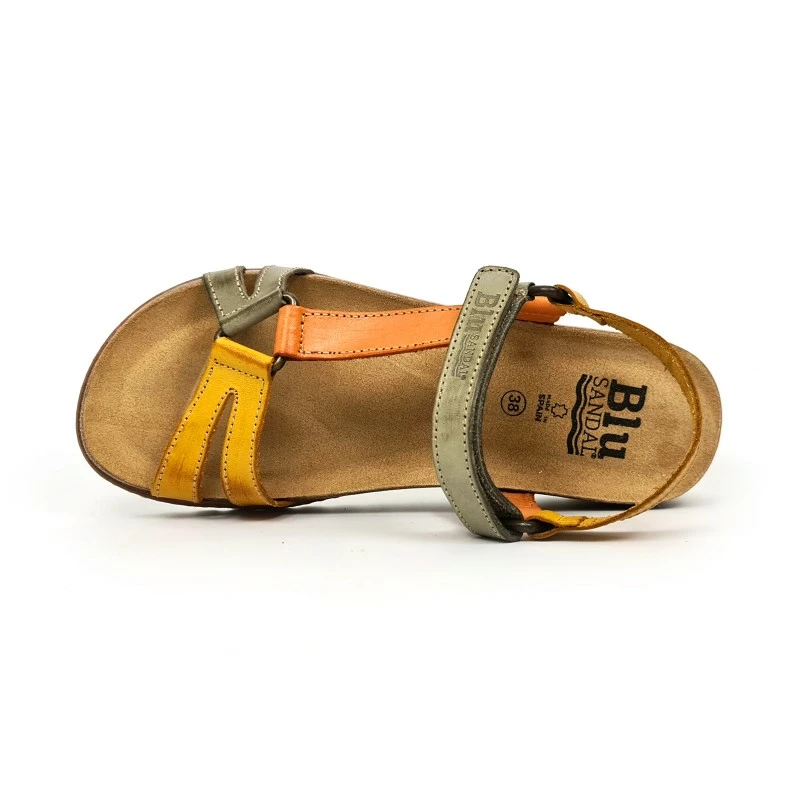 Sandalias Bio Planas Mujer Piel Velcro Plantilla Corcho 1855 Mostaza, De Blusandal 7 Sandalias Bio Planas Mujer Piel Velcro Plantilla Corcho 1855 Mostaza, De Blusandal - Imagen 5