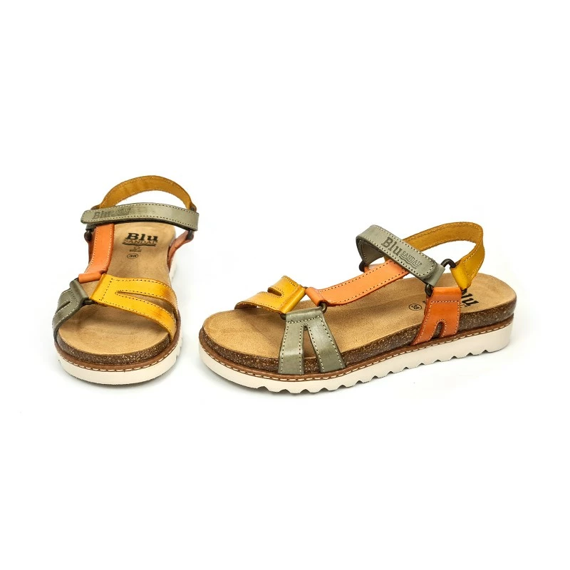 Sandalias Bio Planas Mujer Piel Velcro Plantilla Corcho 1855 Mostaza, De Blusandal 8 Sandalias Bio Planas Mujer Piel Velcro Plantilla Corcho 1855 Mostaza, De Blusandal - Imagen 6
