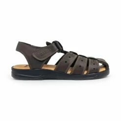 Sandalias Californianas Hombre Piel Velcro Ajustable 37006 Marrón, De Morxiva / Casual