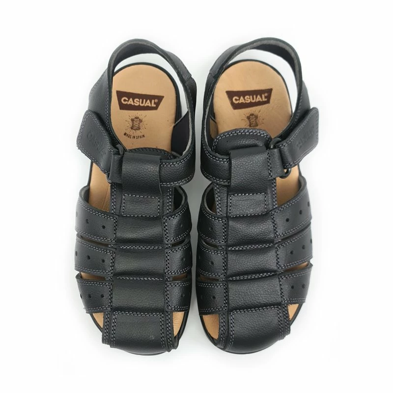 Sandalias Californianas Hombre Piel Velcro Ajustable 37006 Negro, De Morxiva / Casual 8 Sandalias Californianas Hombre Piel Velcro Ajustable 37006 Negro, De Morxiva / Casual - Imagen 6