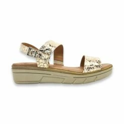Sandalias Comfort Cuña Baja Mujer Piel Metalizada Plantilla Acolchada 134 Platino De Amelie