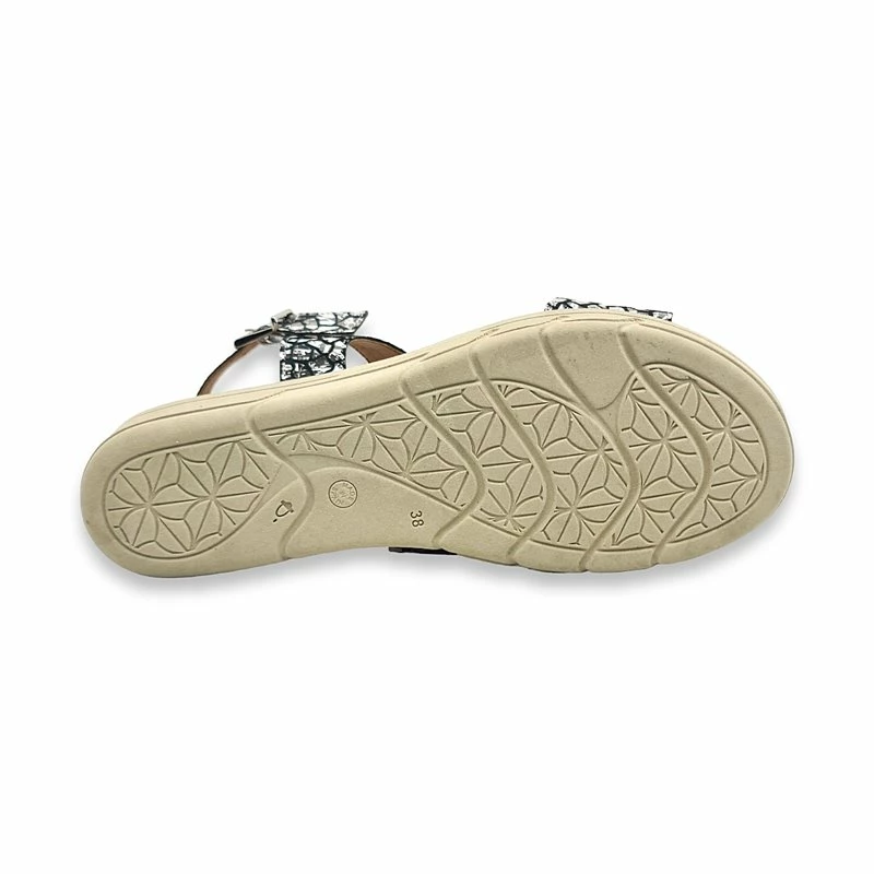 Sandalias Comfort Cuña Baja Mujer Piel Metalizada Plantilla Acolchada 134 Plomo, De Amelie 9 Sandalias Comfort Cuña Baja Mujer Piel Metalizada Plantilla Acolchada 134 Plomo, De Amelie - Imagen 7
