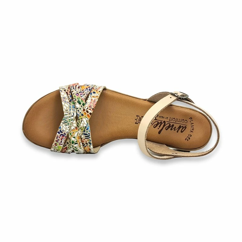 Sandalias Comfort Cuña Baja Mujer Piel Plantilla Acolchada 291 Beige, De Amelie 8 Sandalias Comfort Cuña Baja Mujer Piel Plantilla Acolchada 291 Beige, De Amelie - Imagen 6