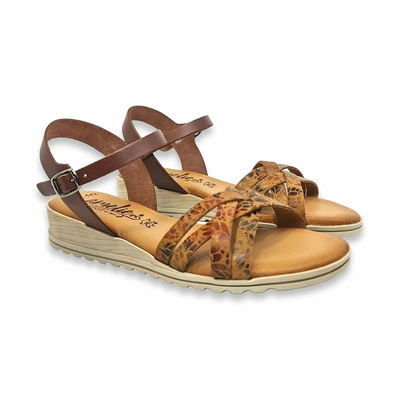 Sandalias Comfort Cuña Baja Mujer Piel Plantilla Acolchada 291 Cuero, De Amelie 4 Sandalias Comfort Cuña Baja Mujer Piel Plantilla Acolchada 291 Cuero, De Amelie - Imagen 2