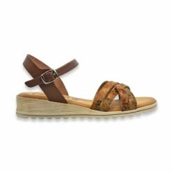 Sandalias Comfort Cuña Baja Mujer Piel Plantilla Acolchada 291 Cuero, De Amelie