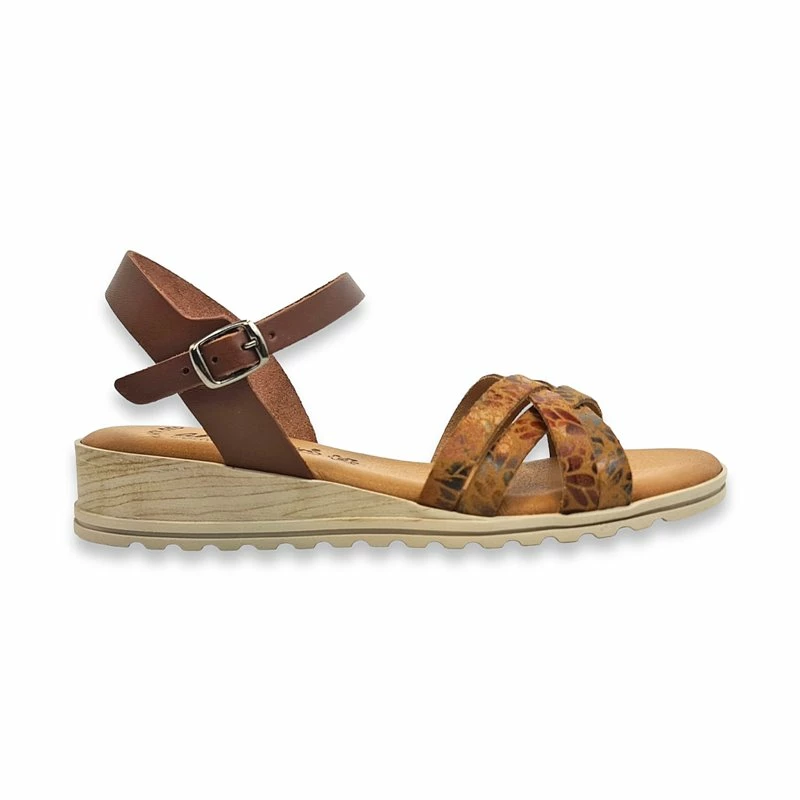 Sandalias Comfort Cuña Baja Mujer Piel Plantilla Acolchada 291 Cuero, De Amelie 3 Sandalias Comfort Cuña Baja Mujer Piel Plantilla Acolchada 291 Cuero, De Amelie