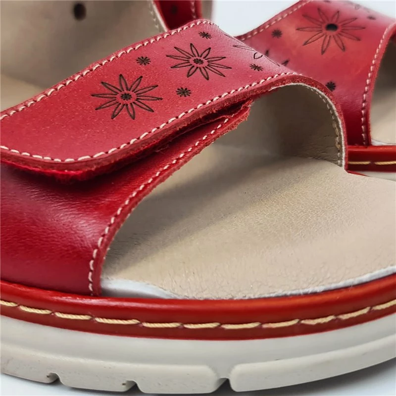Sandalias Cómodas Mujer Piel Cuña Baja Plantilla Extraible Y Velcro 1171 Rojo, De Amelie 4 Sandalias Cómodas Mujer Piel Cuña Baja Plantilla Extraible Y Velcro 1171 Rojo, De Amelie - Imagen 2