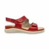 Sandalias Cómodas Mujer Piel Cuña Baja Plantilla Extraible Y Velcro 1171 Rojo, De Amelie