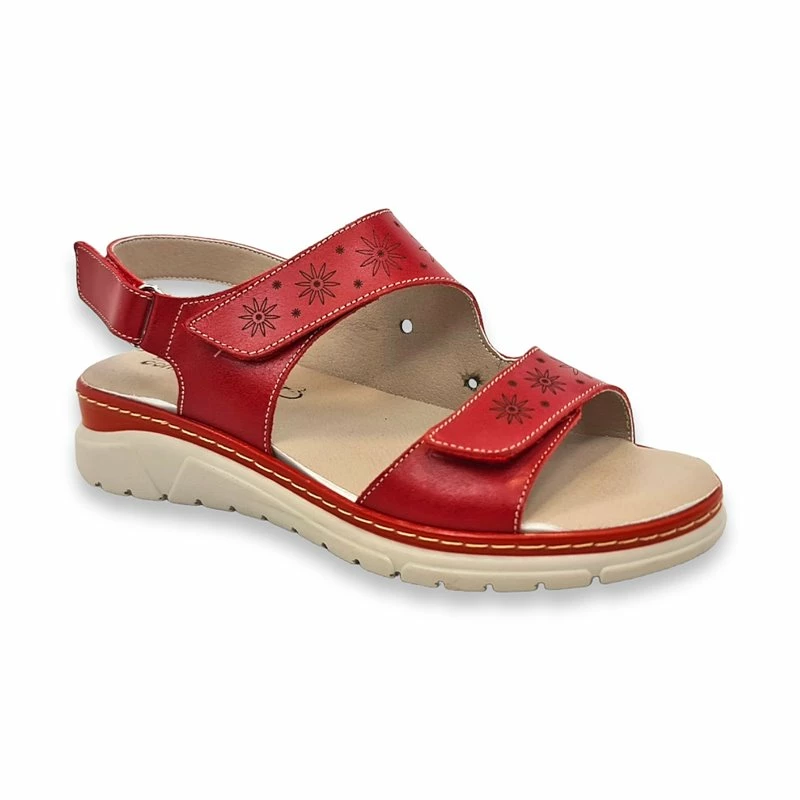 Sandalias Cómodas Mujer Piel Cuña Baja Plantilla Extraible Y Velcro 1171 Rojo, De Amelie 7 Sandalias Cómodas Mujer Piel Cuña Baja Plantilla Extraible Y Velcro 1171 Rojo, De Amelie - Imagen 5