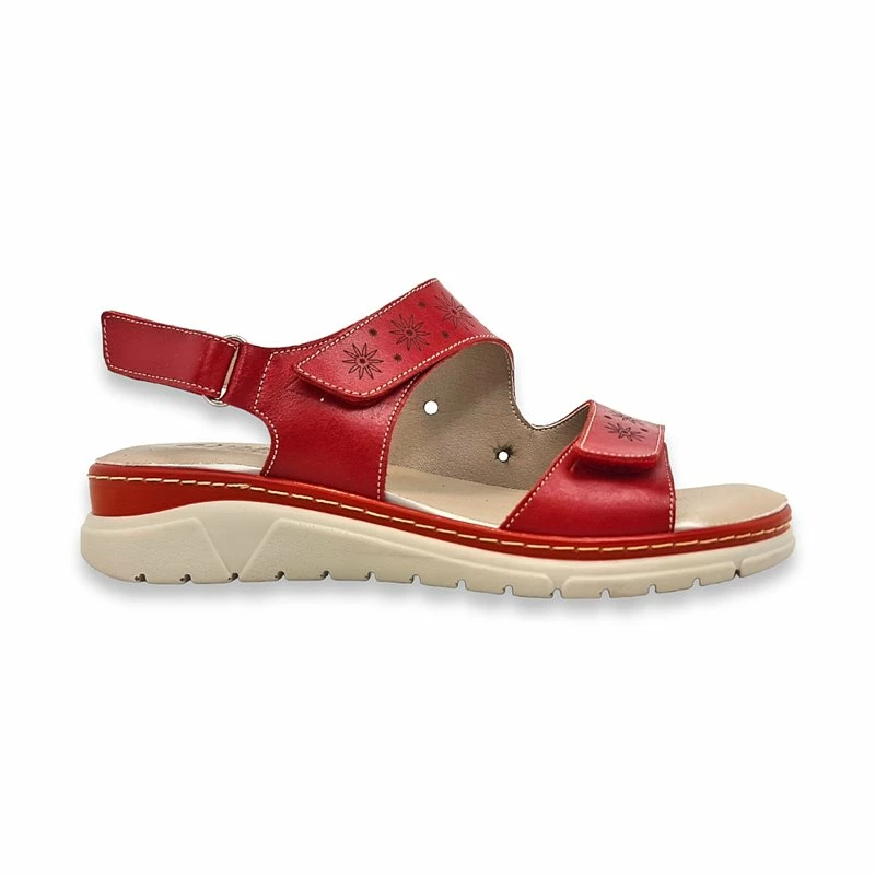 Sandalias Cómodas Mujer Piel Cuña Baja Plantilla Extraible Y Velcro 1171 Rojo, De Amelie 3 Sandalias Cómodas Mujer Piel Cuña Baja Plantilla Extraible Y Velcro 1171 Rojo, De Amelie
