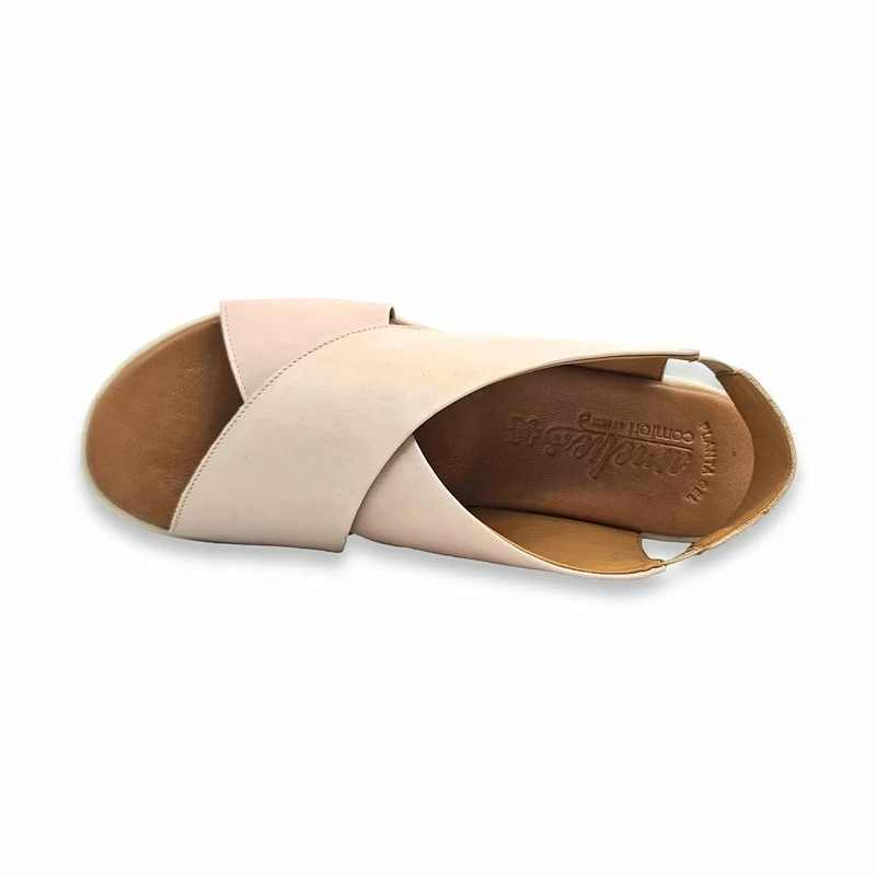 Sandalias Cruzadas Comfort Cuña Baja Mujer Piel Plantilla Acolchada Elástico 288 Beige, De Amelie 8 Sandalias Cruzadas Comfort Cuña Baja Mujer Piel Plantilla Acolchada Elástico 288 Beige, De Amelie - Imagen 6