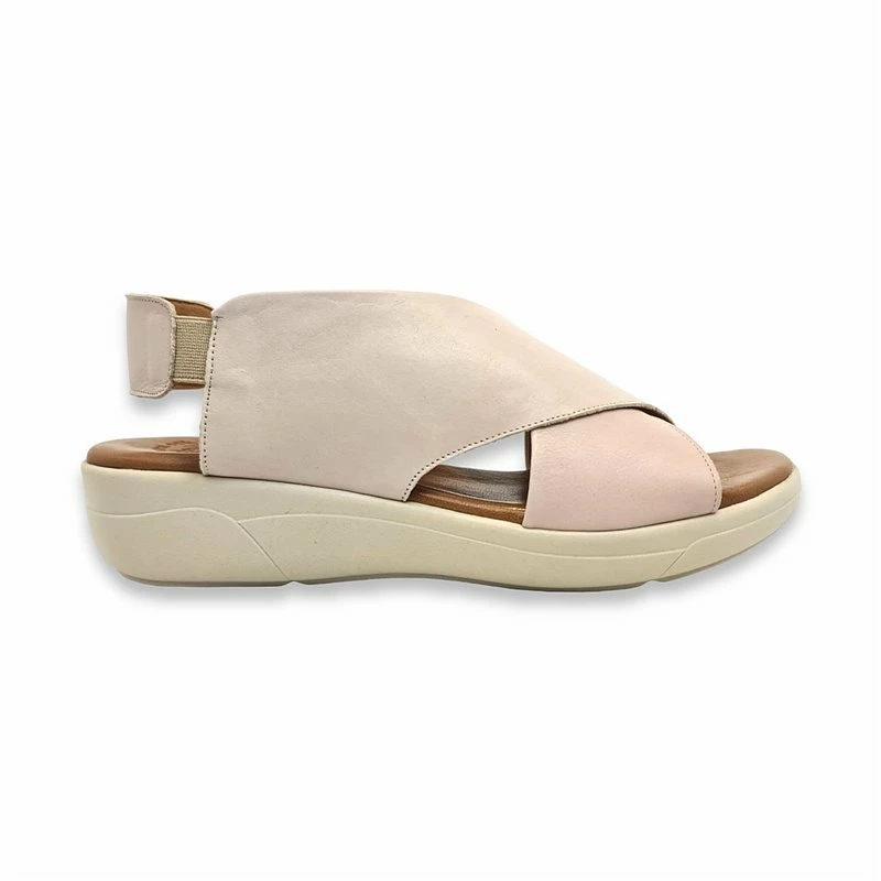 Sandalias Cruzadas Comfort Cuña Baja Mujer Piel Plantilla Acolchada Elástico 288 Beige, De Amelie 3 Sandalias Cruzadas Comfort Cuña Baja Mujer Piel Plantilla Acolchada Elástico 288 Beige, De Amelie