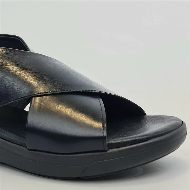 Sandalias Cruzadas Comfort Cuña Baja Mujer Piel Plantilla Acolchada Elástico 288 Negro, De Amelie 5 Sandalias Cruzadas Comfort Cuña Baja Mujer Piel Plantilla Acolchada Elástico 288 Negro, De Amelie - Imagen 3