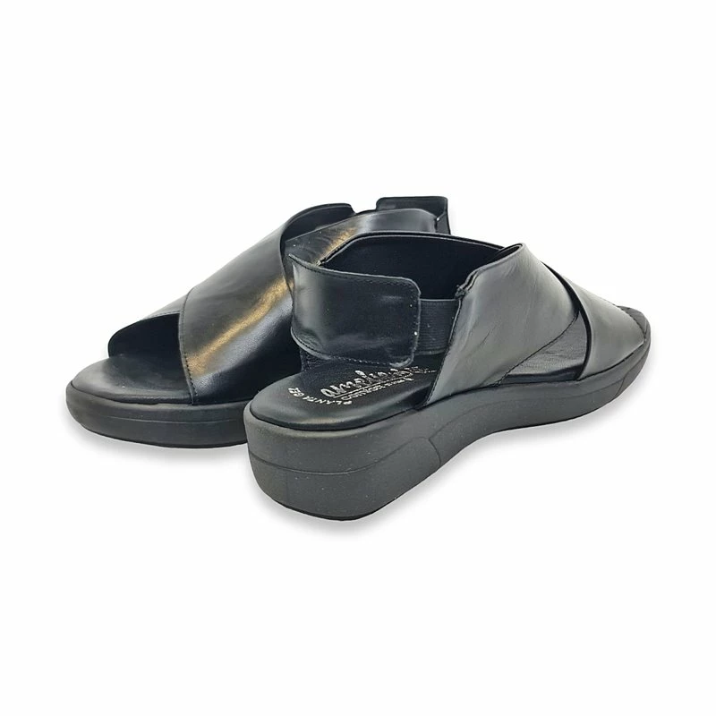 Sandalias Cruzadas Comfort Cuña Baja Mujer Piel Plantilla Acolchada Elástico 288 Negro, De Amelie 6 Sandalias Cruzadas Comfort Cuña Baja Mujer Piel Plantilla Acolchada Elástico 288 Negro, De Amelie - Imagen 4