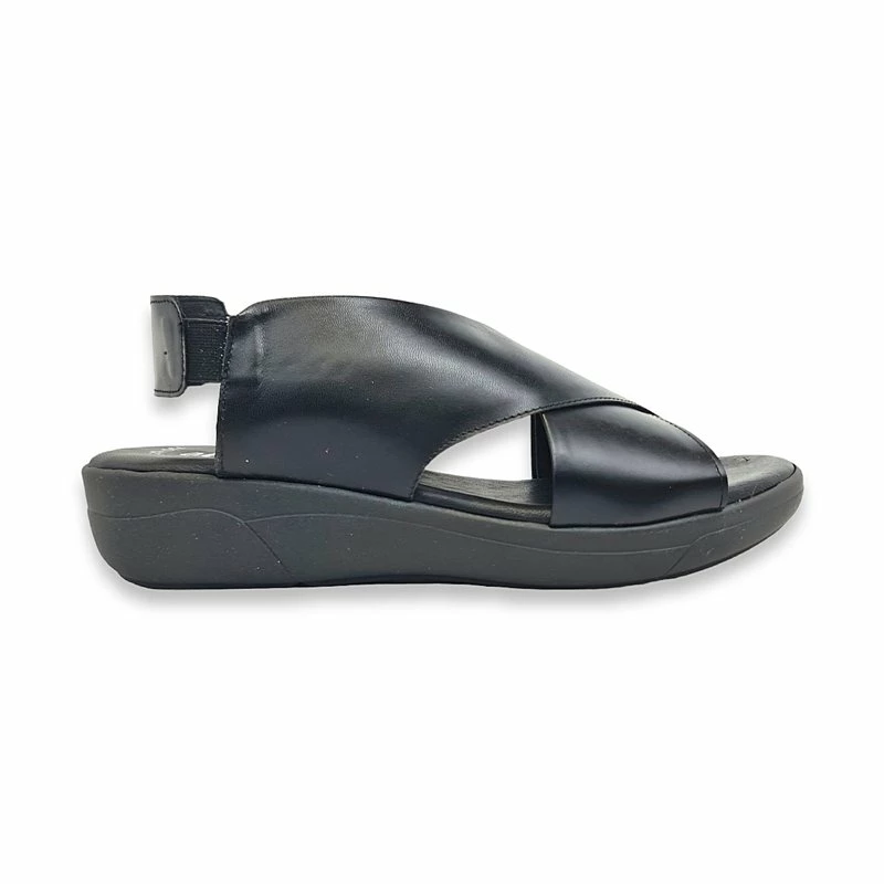 Sandalias Cruzadas Comfort Cuña Baja Mujer Piel Plantilla Acolchada Elástico 288 Negro, De Amelie 3 Sandalias Cruzadas Comfort Cuña Baja Mujer Piel Plantilla Acolchada Elástico 288 Negro, De Amelie