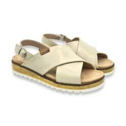 Sandalias Cruzadas Mujer Piel Cuña Baja Plantilla Extraible 1206 Beige, De Amelie -BOUTTYE Ventas sandalias cruzadas mujer piel cuna baja plantilla extraible 1206 beige de amelie 2