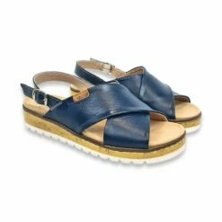 Sandalias Cruzadas Mujer Piel Cuña Baja Plantilla Extraible 1206 Marino, De Amelie -BOUTTYE Ventas sandalias cruzadas mujer piel cuna baja plantilla extraible 1206 marino de amelie 2