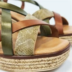 Sandalias Cuña Alta Mujer Piel Plantilla Acolchada 44510 Verde, De Blusandal -BOUTTYE Ventas sandalias cuna alta mujer piel plantilla acolchada 44510 verde de blusandal 3