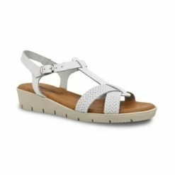 Sandalias Cuña Baja Mujer Piel Grabada Plantilla Acolchada Hebilla 22100 Blanco, De Blusandal -BOUTTYE Ventas sandalias cuna baja mujer piel grabada plantilla acolchada hebilla 22100 blanco de blusandal 2