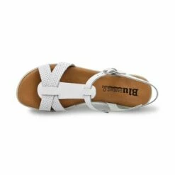 Sandalias Cuña Baja Mujer Piel Grabada Plantilla Acolchada Hebilla 22100 Blanco, De Blusandal -BOUTTYE Ventas sandalias cuna baja mujer piel grabada plantilla acolchada hebilla 22100 blanco de blusandal 4