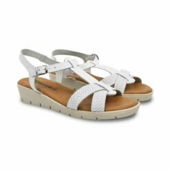 Sandalias Cuña Baja Mujer Piel Grabada Plantilla Acolchada Hebilla 22100 Blanco, De Blusandal -BOUTTYE Ventas sandalias cuna baja mujer piel grabada plantilla acolchada hebilla 22100 blanco de blusandal 5