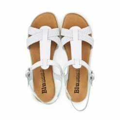 Sandalias Cuña Baja Mujer Piel Grabada Plantilla Acolchada Hebilla 22100 Blanco, De Blusandal -BOUTTYE Ventas sandalias cuna baja mujer piel grabada plantilla acolchada hebilla 22100 blanco de blusandal 6