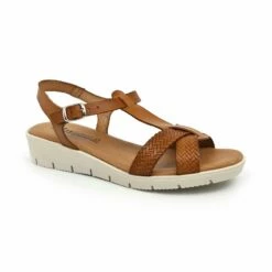 Sandalias Cuña Baja Mujer Piel Grabada Plantilla Acolchada Hebilla 22100 Cuero, De Blusandal -BOUTTYE Ventas sandalias cuna baja mujer piel grabada plantilla acolchada hebilla 22100 cuero de blusandal 2