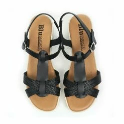Sandalias Cuña Baja Mujer Piel Grabada Plantilla Acolchada Hebilla 22100 Negro, De Blusandal -BOUTTYE Ventas sandalias cuna baja mujer piel grabada plantilla acolchada hebilla 22100 negro de blusandal 6