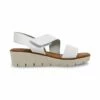 Sandalias Cuña Baja Mujer Piel Grabada Plantilla Acolchada Velcro 22725 Blanco, De Blusandal