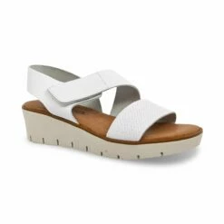 Sandalias Cuña Baja Mujer Piel Grabada Plantilla Acolchada Velcro 22725 Blanco, De Blusandal -BOUTTYE Ventas sandalias cuna baja mujer piel grabada plantilla acolchada velcro 22725 blanco de blusandal 2