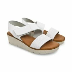 Sandalias Cuña Baja Mujer Piel Grabada Plantilla Acolchada Velcro 22725 Blanco, De Blusandal -BOUTTYE Ventas sandalias cuna baja mujer piel grabada plantilla acolchada velcro 22725 blanco de blusandal 5