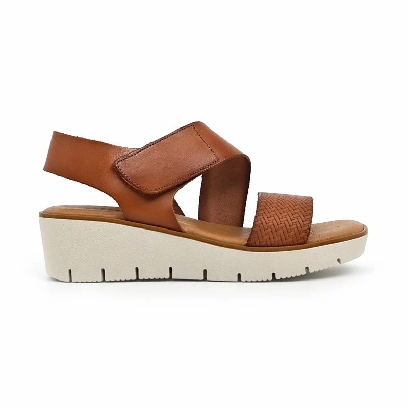 Sandalias Cuña Baja Mujer Piel Grabada Plantilla Acolchada Velcro 22725 Cuero, De Blusandal 3 Sandalias Cuña Baja Mujer Piel Grabada Plantilla Acolchada Velcro 22725 Cuero, De Blusandal