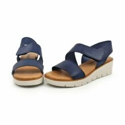 Sandalias Cuña Baja Mujer Piel Grabada Plantilla Acolchada Velcro 22725 Marino, De Blusandal -BOUTTYE Ventas sandalias cuna baja mujer piel grabada plantilla acolchada velcro 22725 marino de blusandal 5