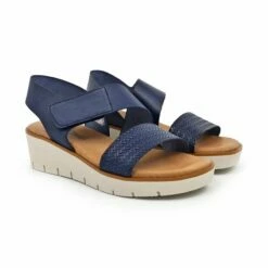 Sandalias Cuña Baja Mujer Piel Grabada Plantilla Acolchada Velcro 22725 Marino, De Blusandal -BOUTTYE Ventas sandalias cuna baja mujer piel grabada plantilla acolchada velcro 22725 marino de blusandal 6