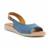 Sandalias Cuña Baja Mujer Piel Plantilla Acolchada 1115 Azul, De Blusandal