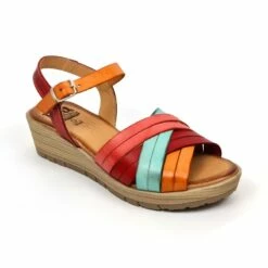 Sandalias Cuña Baja Mujer Piel Plantilla Acolchada 3106 Multicolor, De Blusandal -BOUTTYE Ventas sandalias cuna baja mujer piel plantilla acolchada 3106 multicolor de blusandal 2