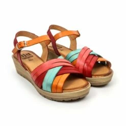Sandalias Cuña Baja Mujer Piel Plantilla Acolchada 3106 Multicolor, De Blusandal -BOUTTYE Ventas sandalias cuna baja mujer piel plantilla acolchada 3106 multicolor de blusandal 3