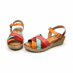 Sandalias Cuña Baja Mujer Piel Plantilla Acolchada 3106 Multicolor, De Blusandal -BOUTTYE Ventas sandalias cuna baja mujer piel plantilla acolchada 3106 multicolor de blusandal 5